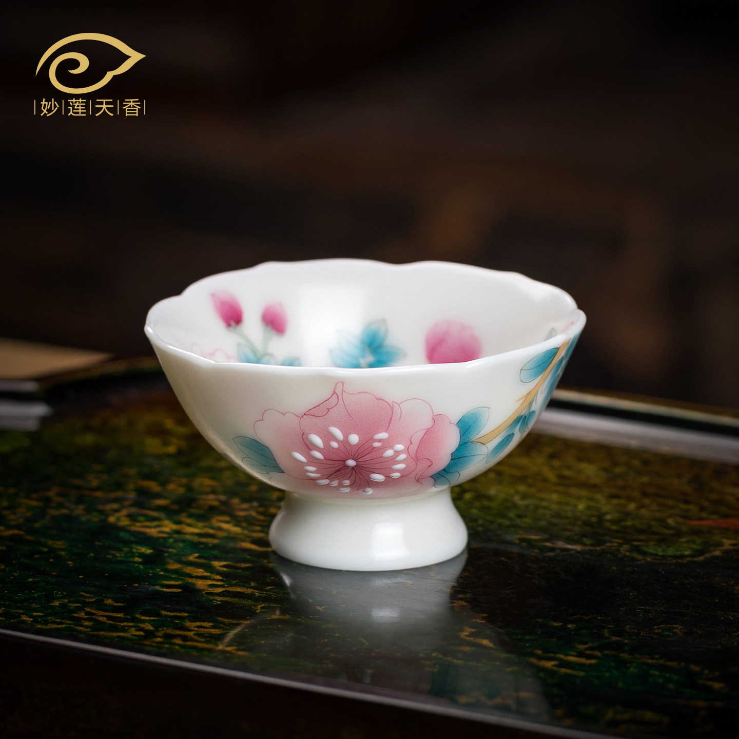 妙莲天香王作军老师手绘《棘韵新研》主人杯高端白玉汝瓷茶具茶杯,餐饮具,茶杯,淘宝优惠券,粉丝福利购,淘宝优惠卷