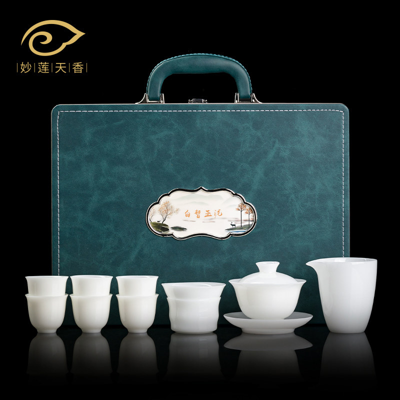 妙莲天香高档德化白瓷茶具套装2026新款家用办公陶瓷功夫茶具送礼