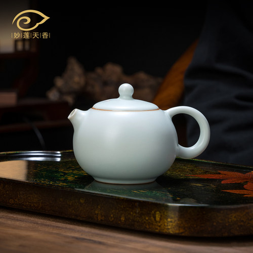 手工汝窑天青西施壶茶壶