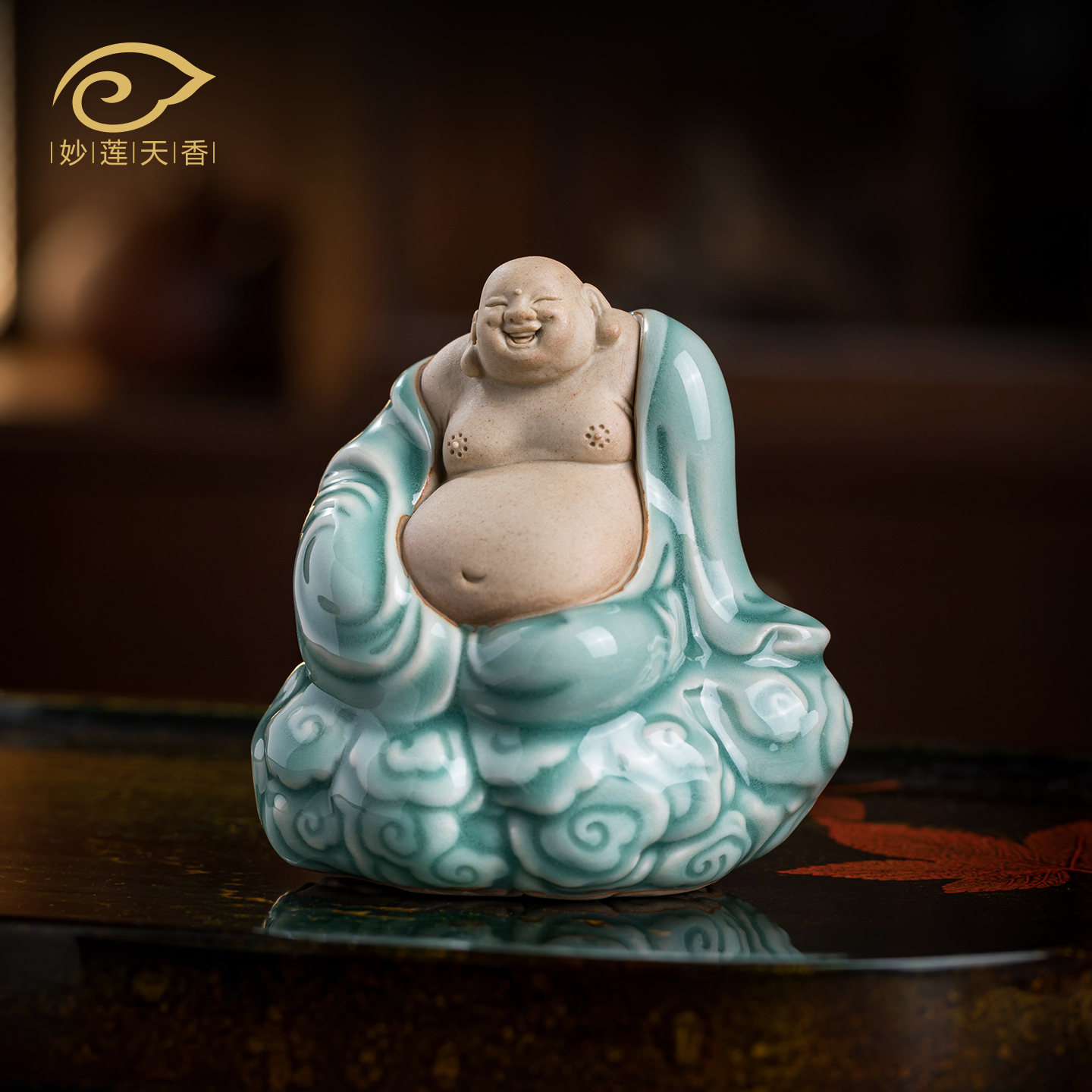 大师作品《乐青云》青瓷茶宠摆件