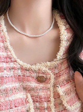 B「她非池物」法式轻奢仿珍珠项链女ins感气质锁骨链名媛网红颈链