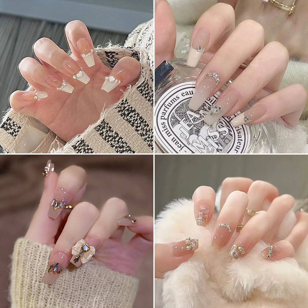 「她非池物」气质手工穿戴甲碎钻蝴蝶爱心级感美甲穿戴甲24片