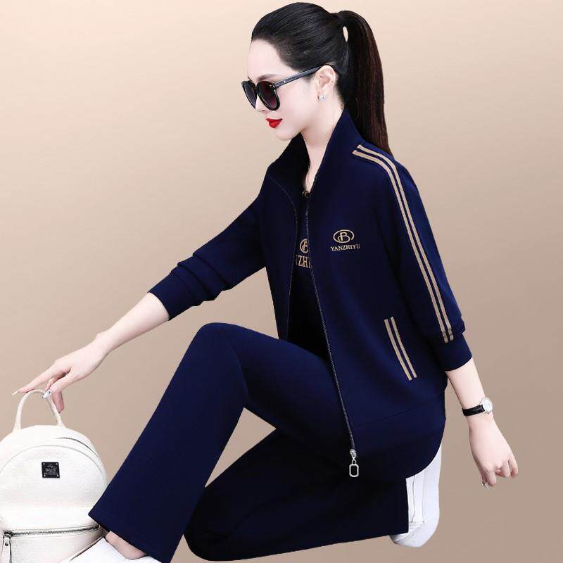 官方迈耐克斯休闲运动套装女春秋2026新款洋气宽松显瘦大码三件套