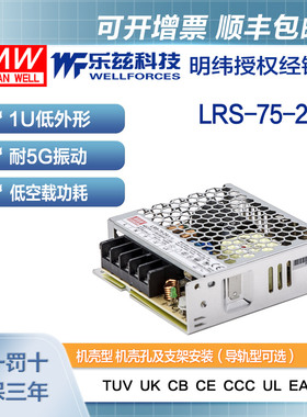 明纬24V电源75W LRS-75-24 直流开关稳压220V转24VDC台湾品牌