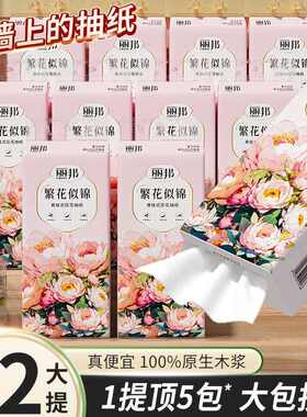丽邦繁花悬挂式原生木浆抽纸