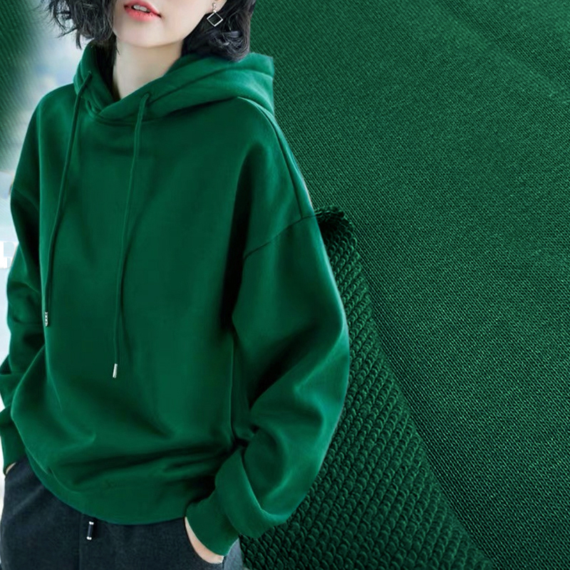 墨绿色布料针织精梳棉运动服卫衣