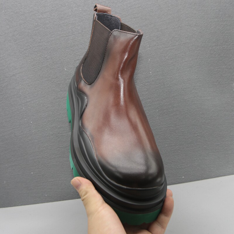 GUANGZHOU HIGH-END LEAKAGE FOREIGN TRADE PROCESSING LEATHER MENS BOOTS WINTER THICK-SOLED COMFORTABLE CHELSEA BOOTS HIGH-TOP MARTIN BOOTS
