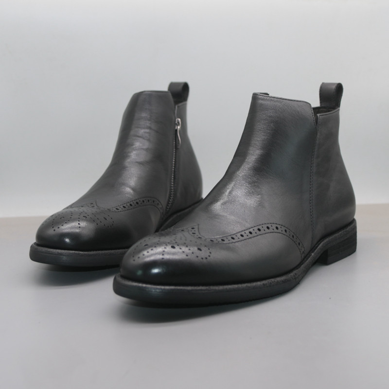 HIGH-END FOREIGN TRADE LEAK PROCESSING LEATHER MENS BOOTS GOODYEAR COWHIDE SOLE CHELSEA BOOTS BRITISH VINTAGE MARTIN BOOTS