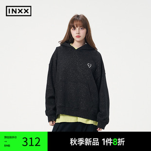 XRF3101307 INXX 细闪面料连帽卫衣爱心立体包针绣上衣男女同款