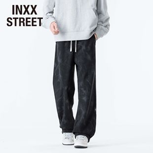 STREET秋冬季 阔腿裤 新款 高街宽松垂感运动休闲裤 潮牌男美式 INXX
