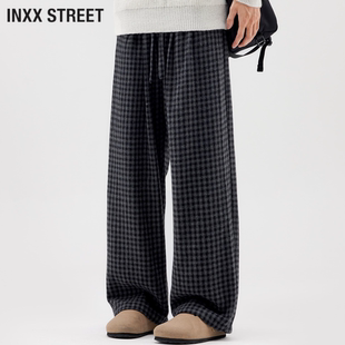 STREET秋冬直筒休闲休闲裤 长裤 宽松长裤 休闲男士 舒适 格子裤 INXX