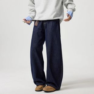男士 复古水洗牛仔裤 秋季 新款 INXX 宽松直筒休闲弯刀裤 STREET美式