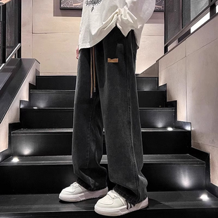 STREET美式 新款 潮牌黑色复古牛仔裤 直筒宽松2025秋冬季 男款 INXX