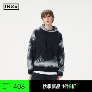 男渐变芝麻底提花毛衣女XRF3061295 INXX 马海毛拉毛连帽针织衫