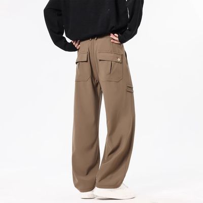 男士秋季新款宽松直筒阔腿青少年