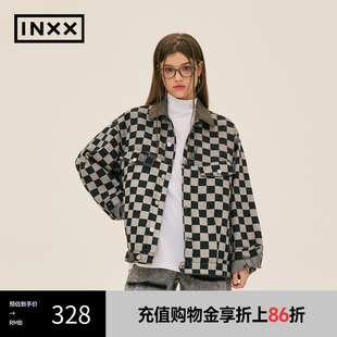 XME3141292 INXX Standby潮牌新品 棋盘格休闲牛仔外套男女同款