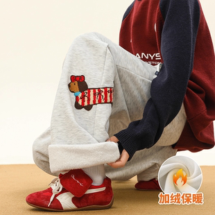 宽松休闲直筒卫裤 INXX 男冬季 保暖棉裤 STREET加绒腊肠狗刺绣冬季