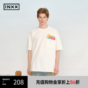 上衣女XRF2010816 INXX 基础款 纯色T恤糖果图案与胸口贴袋短袖