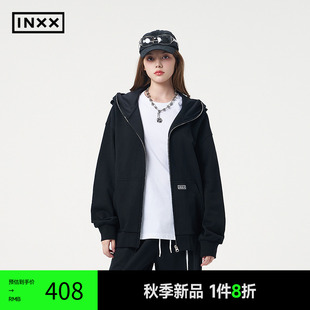 XRF3101301 INXX 潮牌连帽开衫 卫衣撞色包针绣休闲上衣男女同款