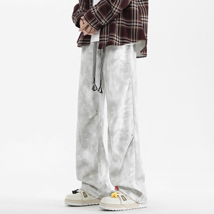 宽松运动卫裤 INXX 秋冬新款 子男士 STREET褶皱加绒扎染脏脏休闲裤