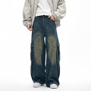 水洗口袋弯刀宽松阔腿长裤 INXX 牛仔裤 复古工装 男女 STREET美式