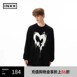 XRF1010562 INXX 潮牌水墨爱心印花T恤宽松长袖 上衣男女同款