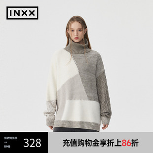 男女同款 拼接设计高领针织衫 INXX 毛衣APE4060887 APYD潮牌新品