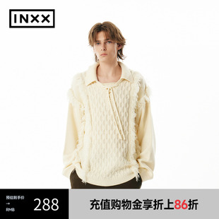 男女同款 Polo领宽松毛边针织衫 INXX 毛衣APE4061337 APYD冬新品