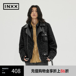 宽松休闲拼接短外套情侣APD4141610 INXX ALLPICK 潮牌冬新品