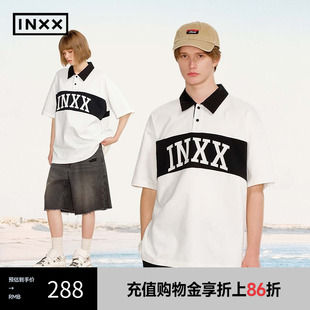 上衣情侣XRF2580987 INXX 学院风撞色POLO衫 校园感字母印花短袖