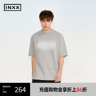 XRF2010966 INXX 毛边贴布绣短袖 T恤复古喷马骝设计上衣情侣款