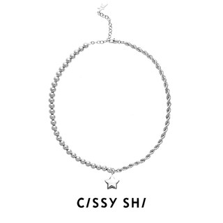 CISSY SHI 幸运爱心星星项链 镀18k白金银色轻奢小众颈链项链