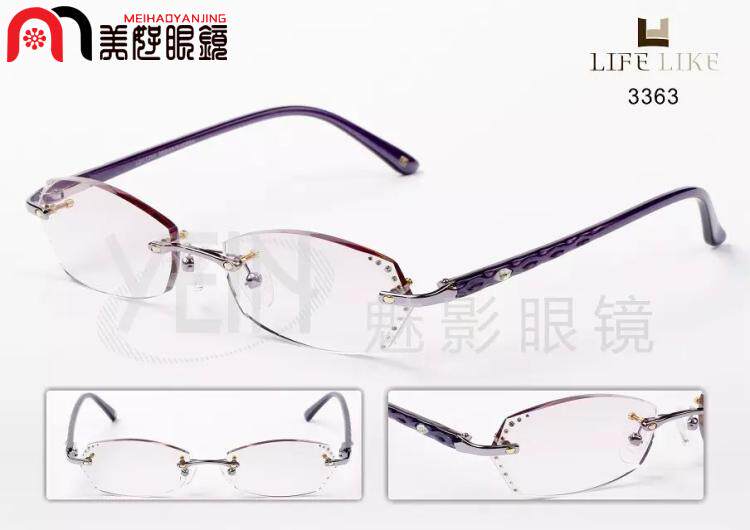 正品凡客生活切边镶钻无框架眼镜.定制近视眼镜3363