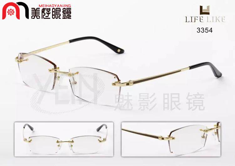 正品凡客生活切边镶钻无框架眼镜.定制近视眼镜3354
