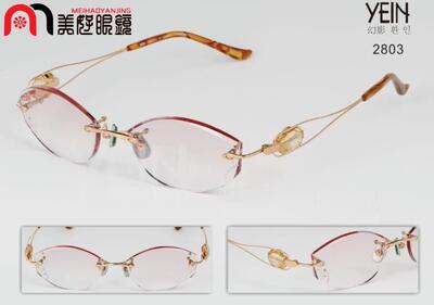 韩国切边镶钻鼻托玉石近视眼镜