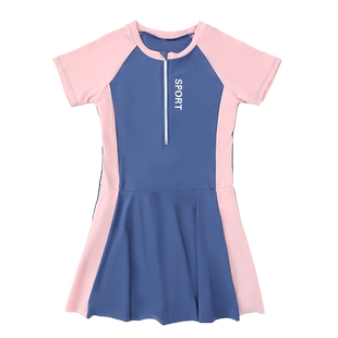 女童泳衣儿童连体裙式加肥加大码泳装中大童胖女孩速干游泳衣套装