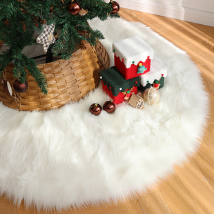 白色长毛地毯圣诞氛围感地毯树裙场景布置软装毛毛垫圆形毯毛绒垫