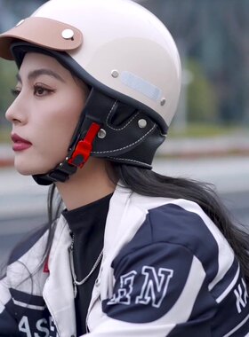 RNG-3C认证复古摩托车复古头盔男女机车安全帽跨境皮革盔电动车帽