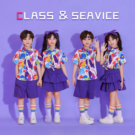 六一儿童演出服复古港风表演服啦啦队幼儿园运动会中小学生队服