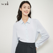 翻领上衣白色通勤百搭衬衫 万丽 衬衫 气质女式 服饰 女士长袖
