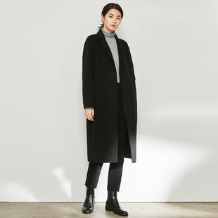 宽松100%羊毛毛呢外套 秋冬双面大衣女中长款 万丽 服饰