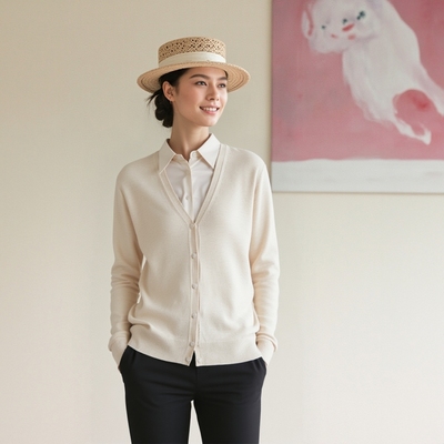 万丽（服饰）女装通勤职场休闲柔软针织衫V领开衫女款