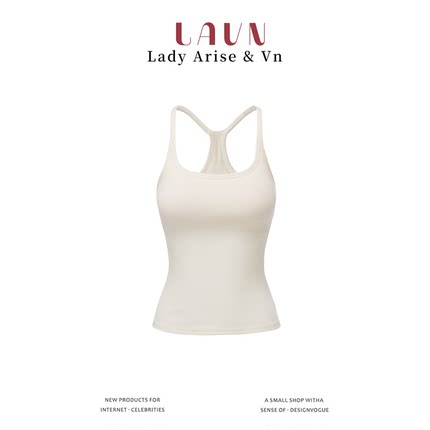 LAVN 白色吊带背心女夏季遮副乳防走光带胸垫外穿挂脖背心上衣