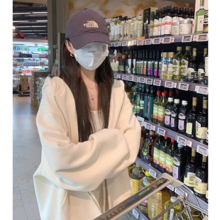 小个子连帽开衫奶fufu加绒卫衣女春秋冬2023新款oversize宽松外套