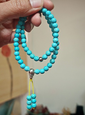 藏式民族风优化绿松石佛珠双层手串6mm女士双圈手链新中式禅配饰