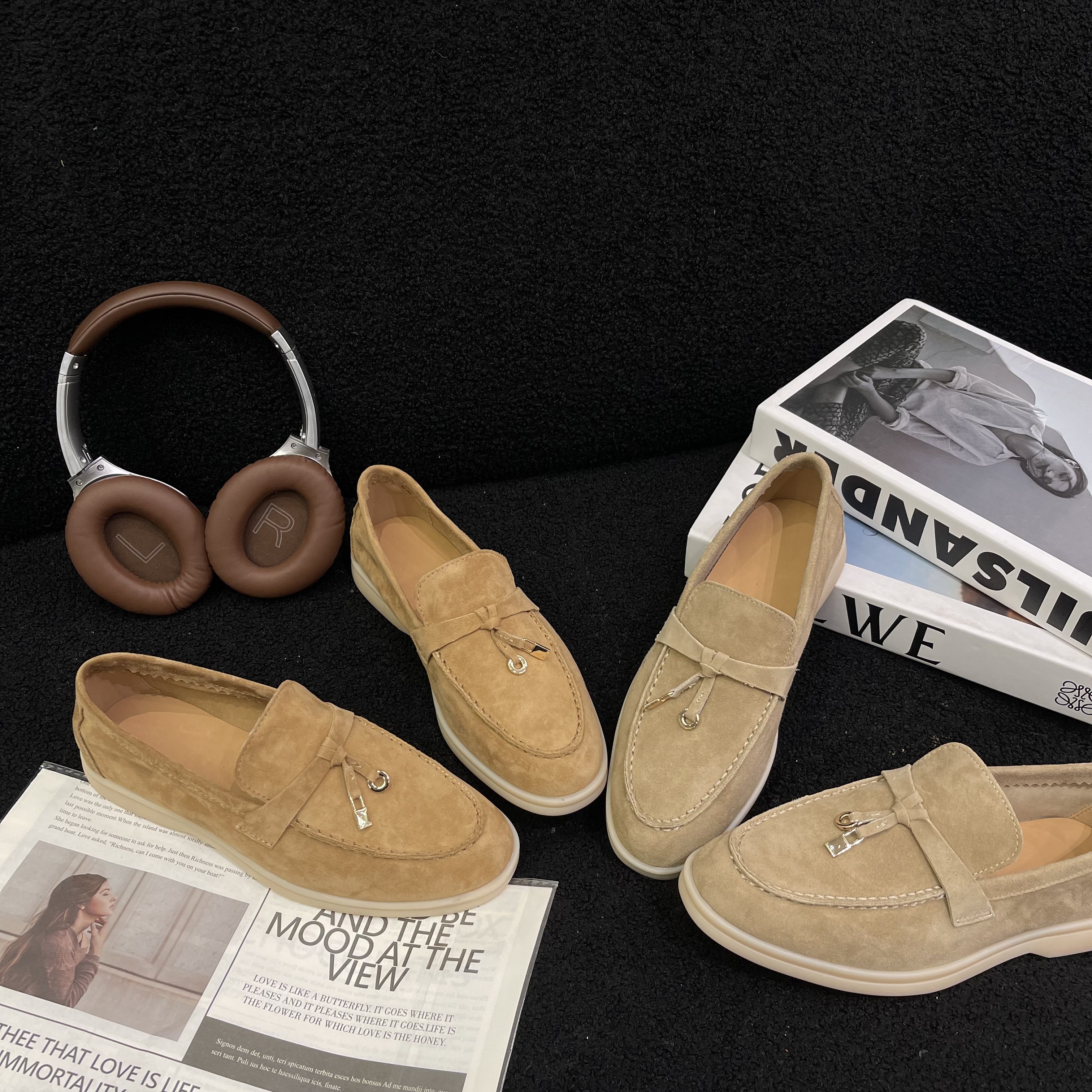 流苏锁扣2026新款软底软面单鞋女乐福休闲一脚蹬懒人鞋反绒豆豆鞋,女鞋,浅口单鞋,淘宝优惠券,粉丝福利购,淘宝优惠卷