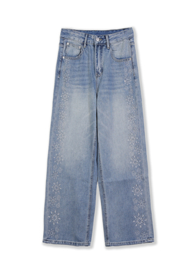 【春夏款直腿藏胯特效牛仔裤】繁华满钻爆闪 系列牛仔裤F120-8862