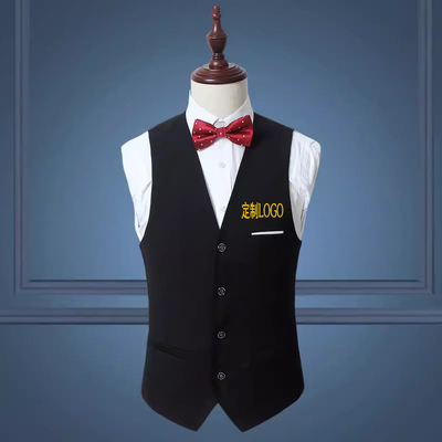 高端品质英伦风经典纯色西装马甲酒吧KTV台球厅酒店男士修身背心