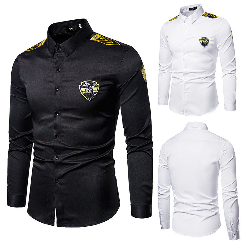 潮流时尚男装酒吧KTV台球厅服务员空少制服工作服衬衫男修身衬衣