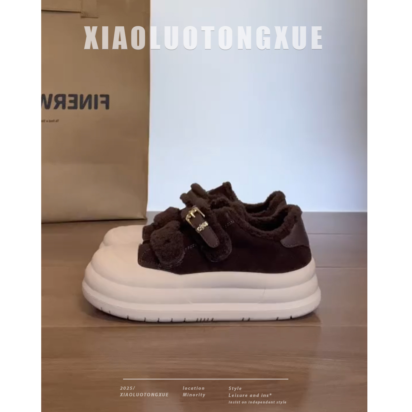 加绒勃肯鞋女2025冬季新款舒适保暖软底休闲厚底轻便小个子运动鞋